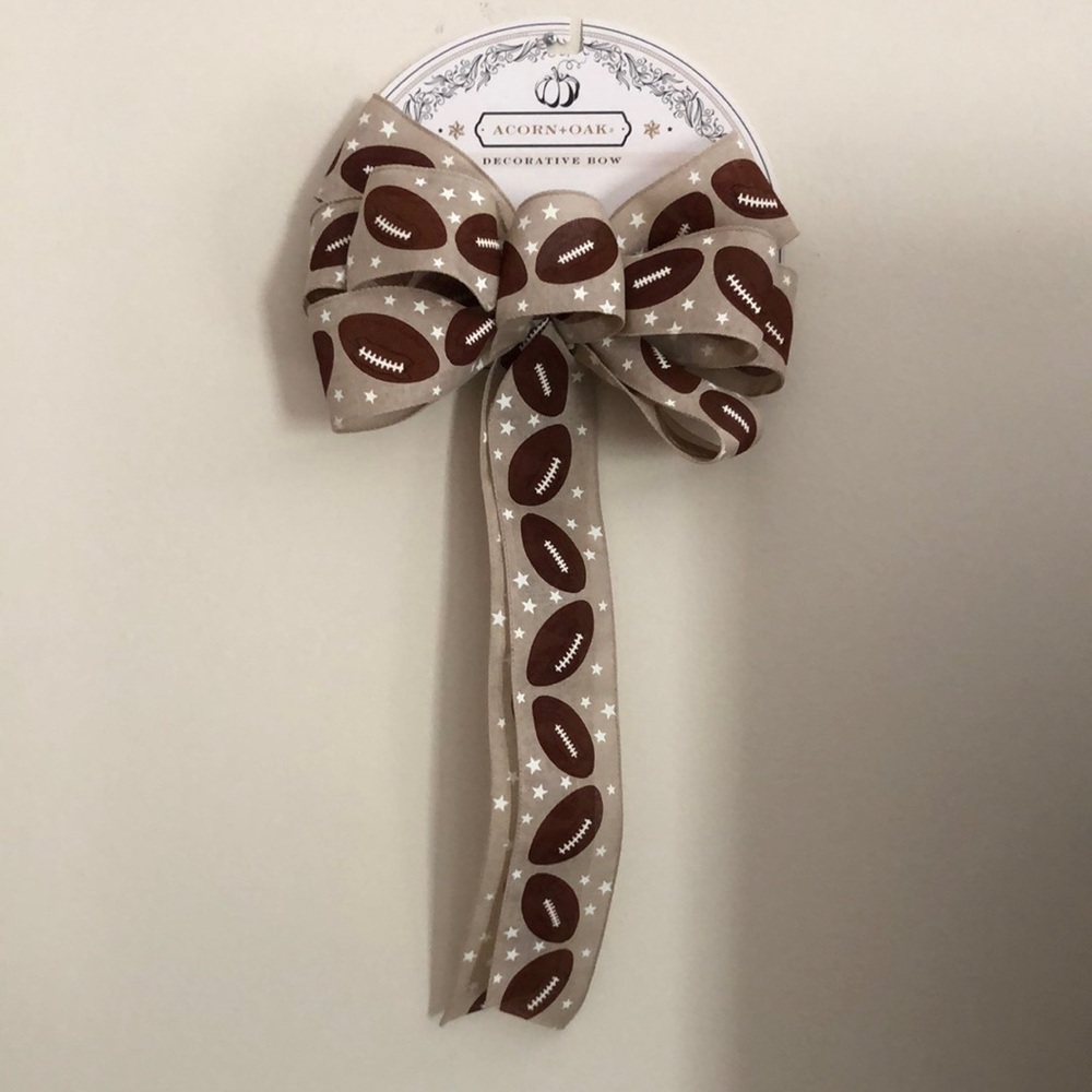Tan and Brown Decorative Football Bow
